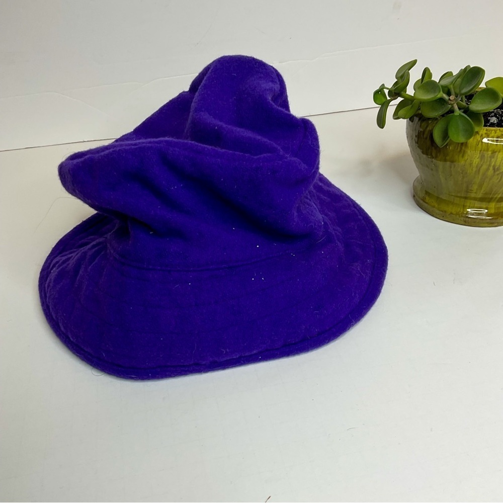 Vintage Purple Wool Bucket Hat Slouchy Brim Cap